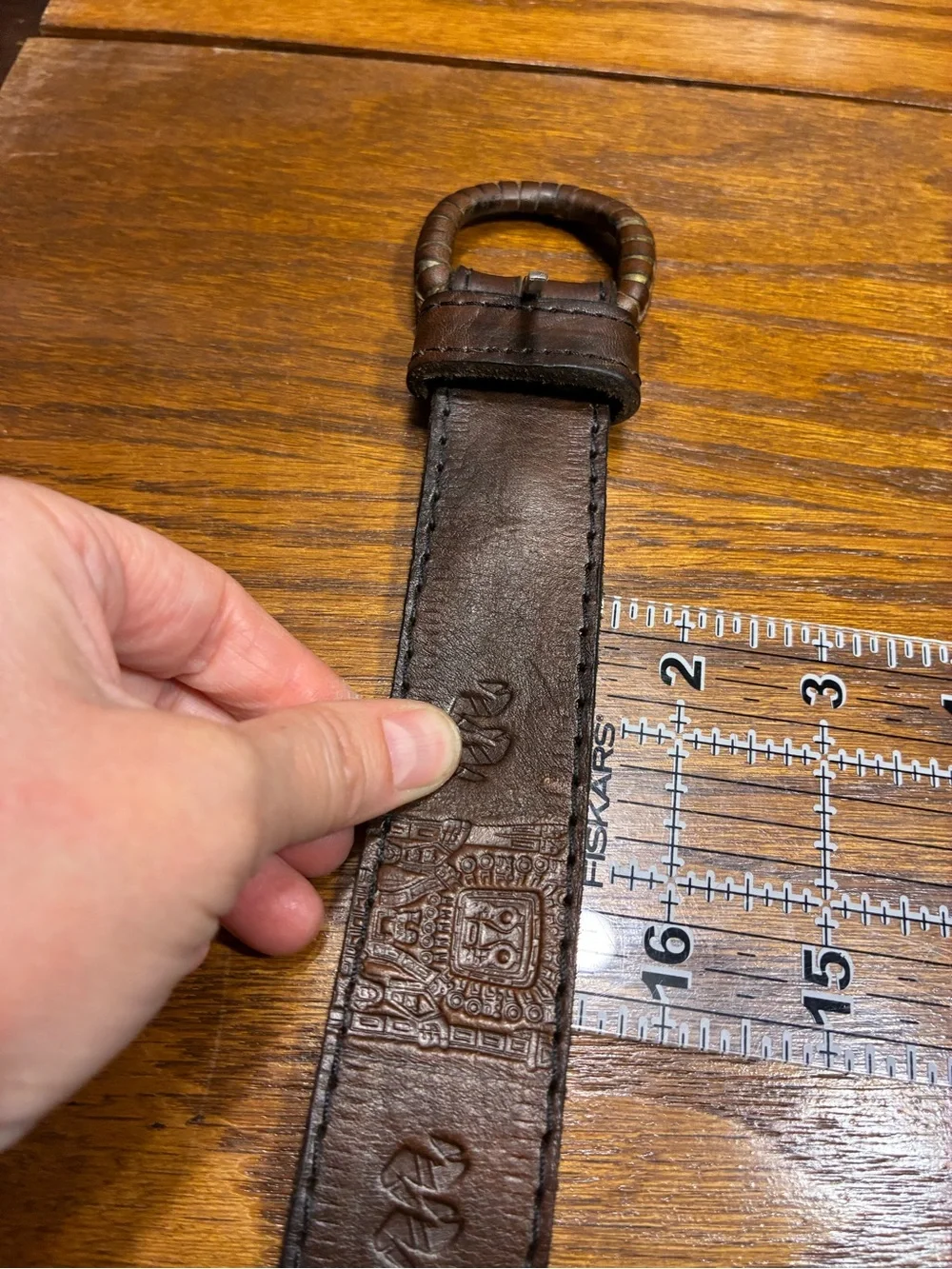 Vintage Latin Money Belt Tribal Embossed Textile Inlay Hidden Pocket